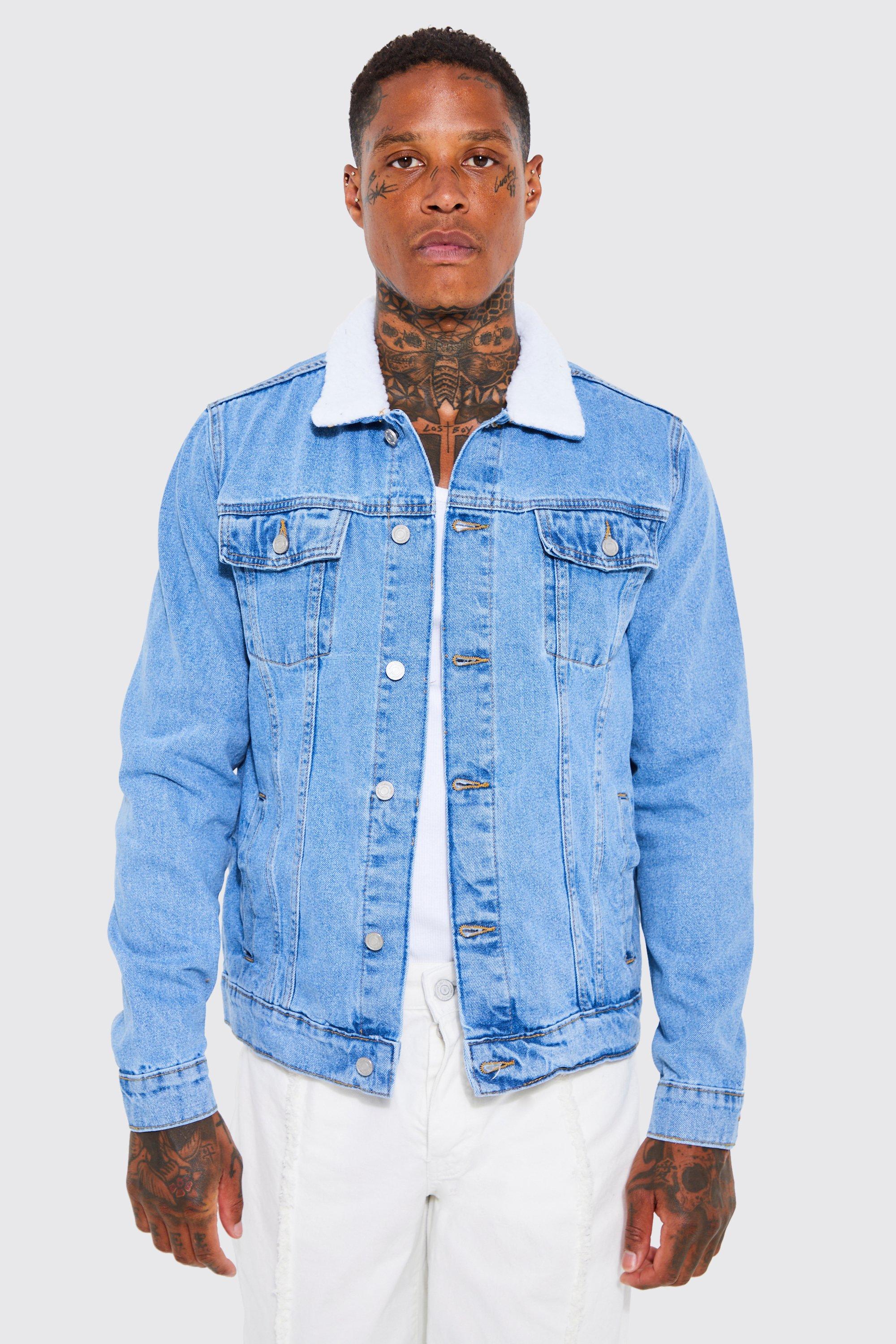 Veste en outlet jeans col mouton